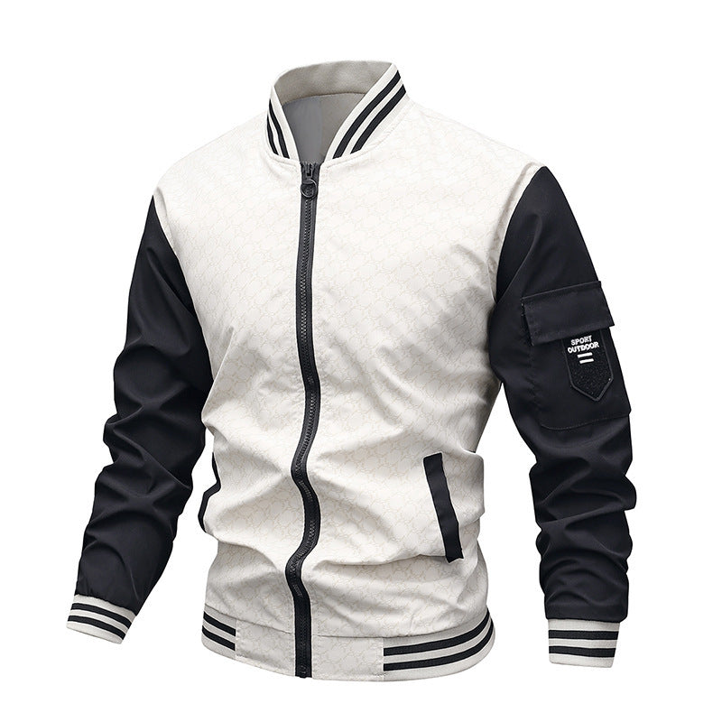 Jacket Men's Jacket Casual Stand Collar Trendy Brand Fashion Baseball Uniform Men's Youth Jacket Hollow Out