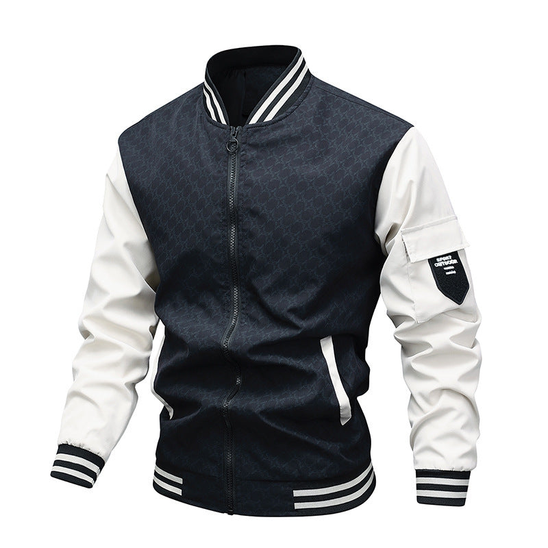 Jacket Men's Jacket Casual Stand Collar Trendy Brand Fashion Baseball Uniform Men's Youth Jacket Hollow Out