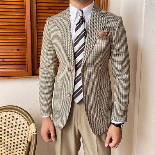 Single-breasted Houndstooth Casual Suit Fashionable Jacket